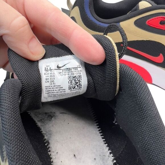 11.5 no insole MEN’S NIKE AIR MAX 200 TEAM GOLD UNIVERSITY RED BLACK - Picture 8 of 10